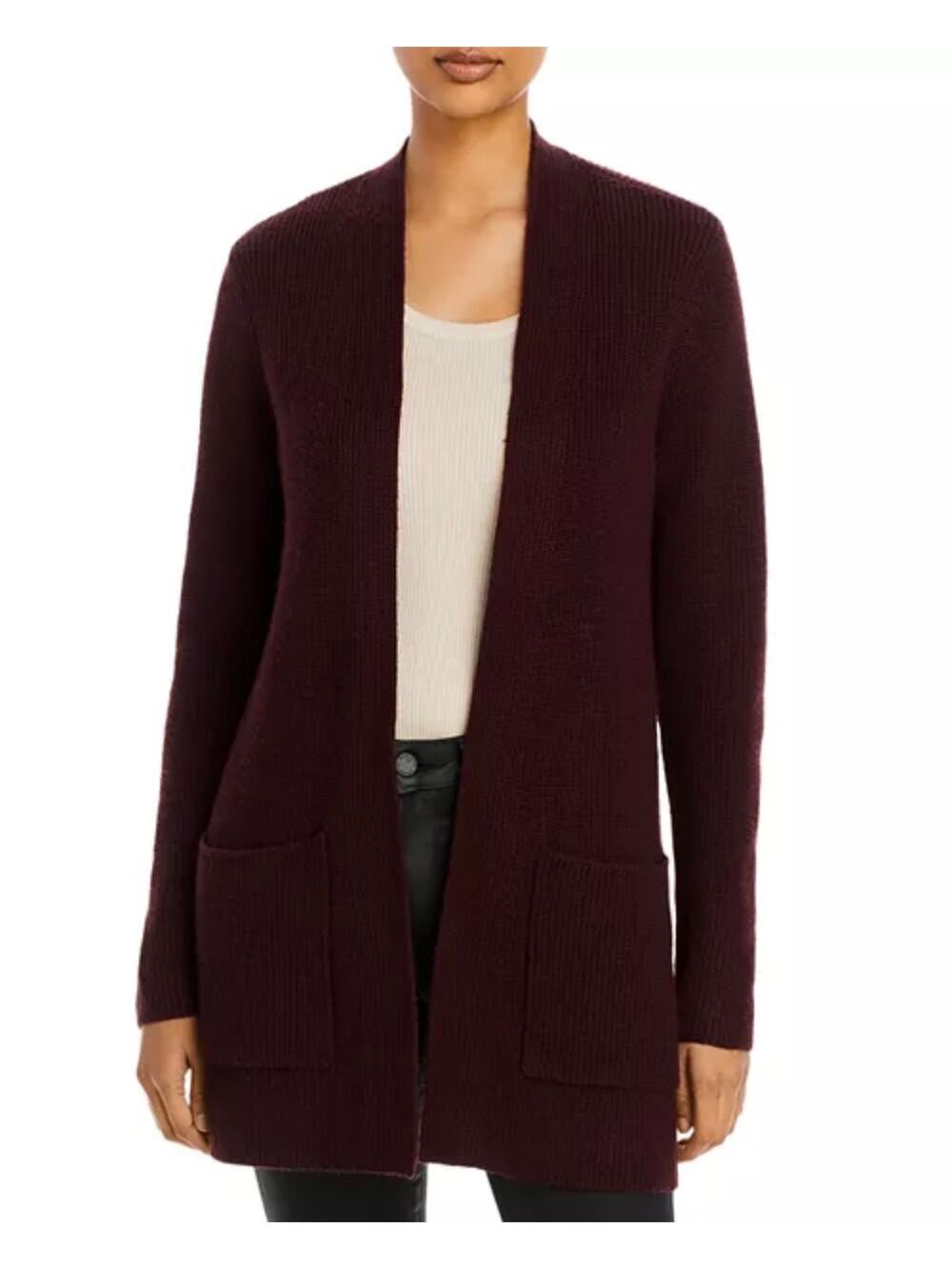 Eileen Fisher Extra Fine Merino Wool Patch Pocket Long Knit Cardigan MEDIUM
